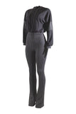 Color block hoodie & flare pants set: BROWN COMBO / M