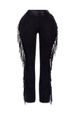 Fringe detailed pants: OLIVE / L