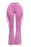 Fringe detailed pants: DENIM / L