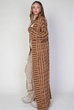 Grey Mix Cardigan Cable Knit Maxi Sweater