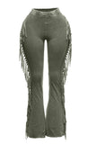Fringe detailed pants: DENIM / L