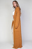 Camel Cardigan Cable Knit Maxi Sweater