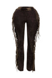 Fringe detailed pants: DENIM / L
