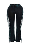 Fringe detailed pants: DENIM / L