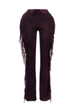 Fringe detailed pants: DENIM / L