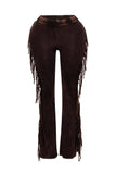 Fringe detailed pants: OLIVE / L