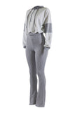 Color block hoodie & flare pants set: BROWN COMBO / S