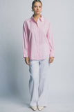 ..Linen blended Button Down Stripe Shirt: Olive-194222 / S