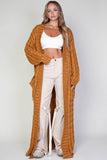 Camel Cardigan Cable Knit Maxi Sweater