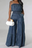 Smocked Strapless Wide-Leg Jumpsuit: BLUE / 1-1-1-1 / S-M-L-XL